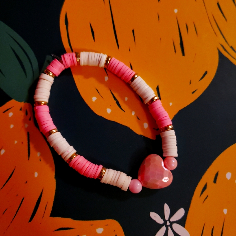 Valentine's day clay bead bracelet